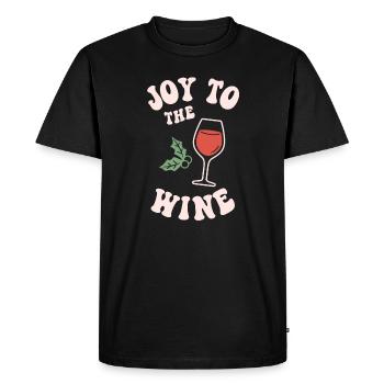 Joy To The Wine Funny Drinker Christmas Red White - Men's Premium Organic T-Shirt - black - Front - Nico (187cm)
