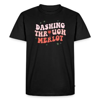 Dashing Through Merlot Funny Christmas Wine - Men's Premium Organic T-Shirt - black - Front - Nico (187cm)