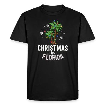 Noël en Floride Deck La famille Palm Trees - T-shirt Premium bio Homme - noir - Devant - Nico (187cm)
