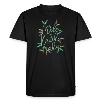 Mele Kalikimaka Lumières de Noël Vacances festives - T-shirt Premium bio Homme - noir - Devant - Nico (187cm)