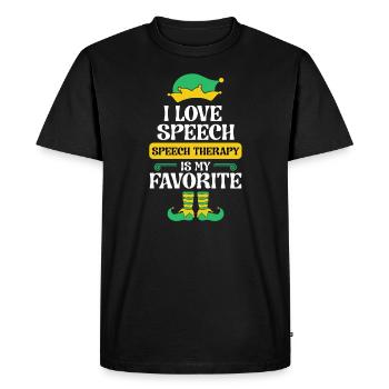Orthophonie Elfe École de Noël Thérapeute SLP - T-shirt Premium bio Homme - noir - Devant - Nico (187cm)