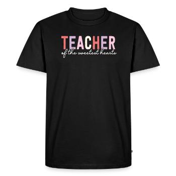 Professeur de la Saint-Valentin des cœurs les plus doux - T-shirt Premium bio Homme - noir - Devant - Nico (187cm)