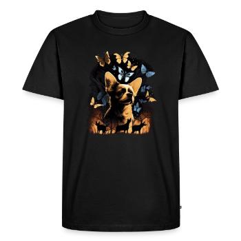 Chihuahua with butterfly |Cute Dog Colorful Nature - Men's Premium Organic T-Shirt - black - Front - Nico (187cm)