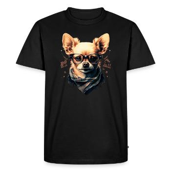 Chihuahua - Hipster Glasses Cool Dog Cute Modern - Men's Premium Organic T-Shirt - black - Front - Nico (187cm)