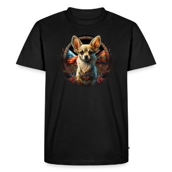Chihuahua | Ukraine Peace & Love Flag Help Dog - Men's Premium Organic T-Shirt - black - Front - Nico (187cm)