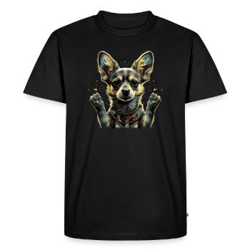 Chihuahua | Ukraine Peace & Love Flag Help Dog - Men's Premium Organic T-Shirt - black - Front - Nico (187cm)