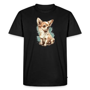 Chihuahua | Maman Chien Drôle Mignon Beau Motif - T-shirt Premium bio Homme - noir - Devant - Nico (187cm)