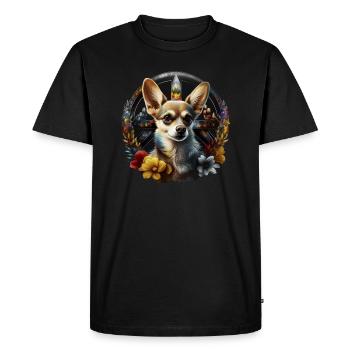 Chihuahua | Ukraine Peace & Love Flag Help Dog - Men's Premium Organic T-Shirt - black - Front - Nico (187cm)