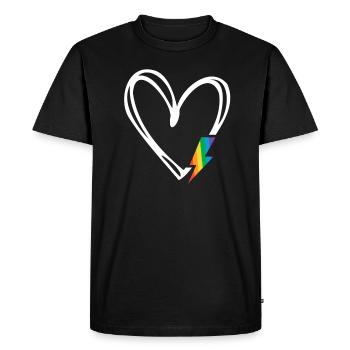 Subtle Pride Month Minimalist Rainbow Flag Heart - Men's Premium Organic T-Shirt - black - Front - Nico (187cm)