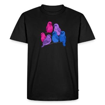 Bisexuel Fierté Oiseaux Perroquets Perruches Kawaii Bi - T-shirt Premium bio Homme - noir - Devant - Nico (187cm)