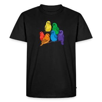 Asexual Pride Birds Perroquets Perruches Kawaii Ace - T-shirt Premium bio Homme - noir - Devant - Nico (187cm)