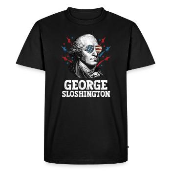 George Sloshington 4th of Juillet Hommes Drapeau américain - T-shirt Premium bio Homme - noir - Devant - Nico (187cm)