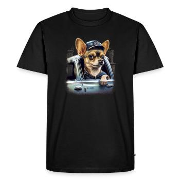 Chihuahua | Police Officer Hat Funny Dog Detective - Men's Premium Organic T-Shirt - black - Front - Nico (187cm)