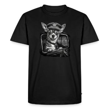 Chihuahua | Police Officer Hat Funny Dog Detective - Men's Premium Organic T-Shirt - black - Front - Nico (187cm)