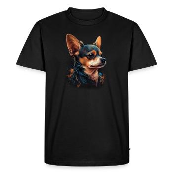 Chihuahua | Maman Chien Drôle Mignon Beau Motif - T-shirt Premium bio Homme - noir - Devant - Nico (187cm)