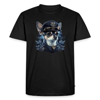 Chihuahua | Police Officer Hat Funny Dog Detective - Men's Premium Organic T-Shirt - black - Front - Nico (187cm)