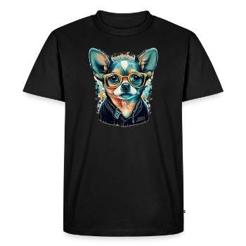 Chihuahua - Hipster Glasses Cool Dog Cute Modern - Men's Premium Organic T-Shirt - black - Front - Nico (187cm)