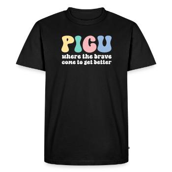 Infirmière de l’USIP Rétro Peds Infirmière Pédiatrique Intensive - T-shirt Premium bio Homme - noir - Devant - Nico (187cm)