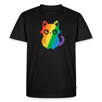 Pride Cat Gay Kawaii Anime LGBT Rainbow Flag - T-shirt Premium bio Homme - noir - Devant - Nico (187cm)