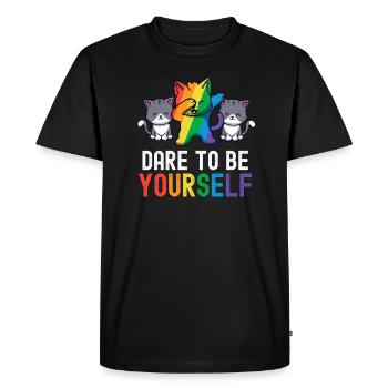 Osez être vous-même LGBT Mignon Gay Kawaii Arc-en-ciel - T-shirt Premium bio Homme - noir - Devant - Nico (187cm)