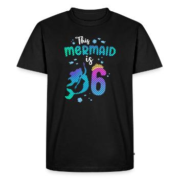 Cette sirène est 6 ans Sirène 6ème fille - T-shirt Premium bio Homme - noir - Devant - Nico (187cm)