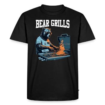 Bear Grills Barbecue BBQ Grilling Wilderness - Men's Premium Organic T-Shirt - black - Front - Nico (187cm)