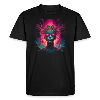 Fantasy Mushroom | Forest | Nature | Goa Festival - Men's Premium Organic T-Shirt - black - Front - Nico (187cm)