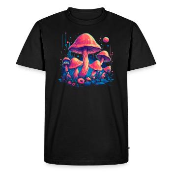 Fantaisie | Champignon | Forêt | Nature | Festival - T-shirt Premium bio Homme - noir - Devant - Nico (187cm)