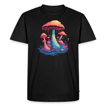 Fantasy Mushroom | Forest | Nature | Goa Festival - Men's Premium Organic T-Shirt - black - Front - Nico (187cm)