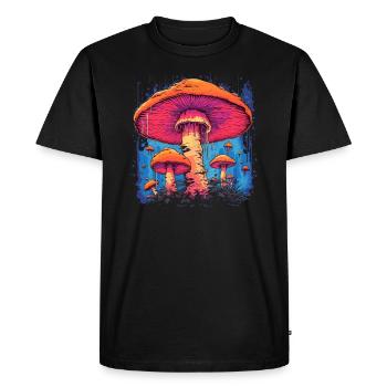 Fantaisie | Champignon | Forêt | Nature | Festival - T-shirt Premium bio Homme - noir - Devant - Nico (187cm)