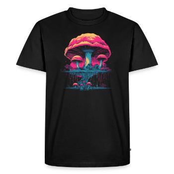 Fantaisie | Champignon | Forêt | Nature | Festival - T-shirt Premium bio Homme - noir - Devant - Nico (187cm)