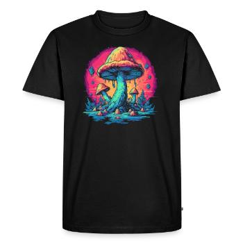 Fantasy Mushroom | Forest | Nature | Goa Festival - Men's Premium Organic T-Shirt - black - Front - Nico (187cm)