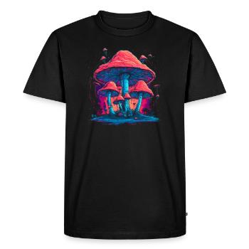 Fantasy Mushroom | Forest | Nature | Goa Festival - Men's Premium Organic T-Shirt - black - Front - Nico (187cm)