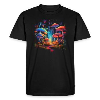 Fantasy Mushroom | Forest | Nature | Goa Festival - Men's Premium Organic T-Shirt - black - Front - Nico (187cm)