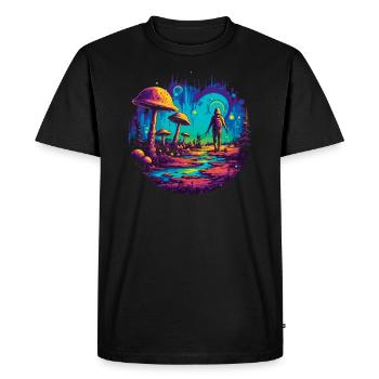 Fantasy Mushroom | Forest | Nature | Goa Festival - Men's Premium Organic T-Shirt - black - Front - Nico (187cm)