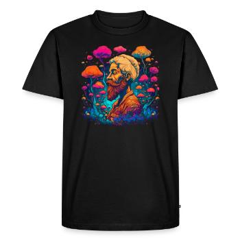 Fantasy Mushroom | Forest | Nature | Goa Festival - Men's Premium Organic T-Shirt - black - Front - Nico (187cm)