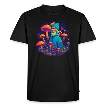 Fantasy Mushroom | Forest | Nature | Goa Festival - Men's Premium Organic T-Shirt - black - Front - Nico (187cm)