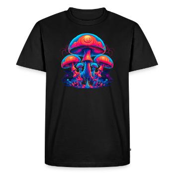 Fantasy Mushroom | Forest | Nature | Goa Festival - Men's Premium Organic T-Shirt - black - Front - Nico (187cm)