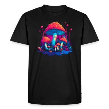 Fantasy Mushroom | Forest | Nature | Goa Festival - Men's Premium Organic T-Shirt - black - Front - Nico (187cm)