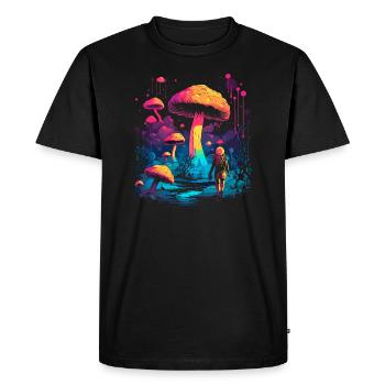 Fantasy Mushroom | Forest | Nature | Goa Festival - Men's Premium Organic T-Shirt - black - Front - Nico (187cm)