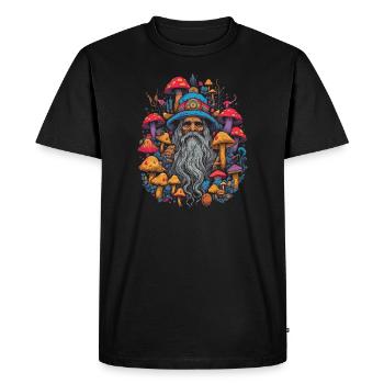 Fantasy Mushroom | Forest | Nature | Goa Festival - Men's Premium Organic T-Shirt - black - Front - Nico (187cm)