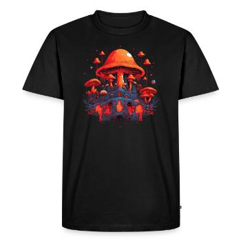 Fantasy Mushroom | Forest | Nature | Goa Festival - Men's Premium Organic T-Shirt - black - Front - Nico (187cm)