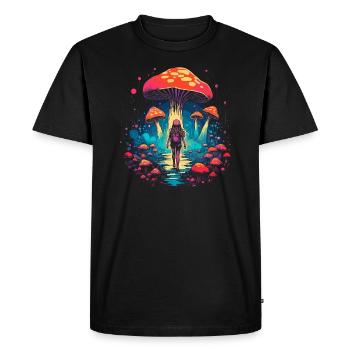 Fantasy Mushroom | Forest | Nature | Goa Festival - Men's Premium Organic T-Shirt - black - Front - Nico (187cm)
