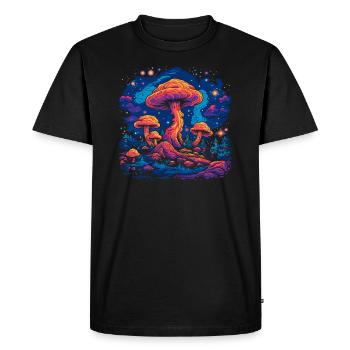 Fantasy Mushroom | Forest | Nature | Goa Festival - Men's Premium Organic T-Shirt - black - Front - Nico (187cm)