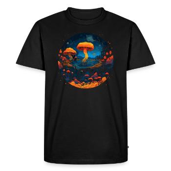 Fantaisie | Champignon | Forêt | Nature | Festival - T-shirt Premium bio Homme - noir - Devant - Nico (187cm)
