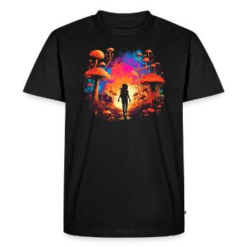 Fantaisie | Champignon | Forêt | Nature | Festival - T-shirt Premium bio Homme - noir - Devant - Nico (187cm)