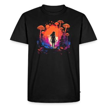 Fantasy Mushroom | Forest | Nature | Goa Festival - Men's Premium Organic T-Shirt - black - Front - Nico (187cm)