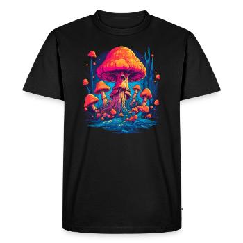 Fantasy Mushroom | Forest | Nature | Goa Festival - Men's Premium Organic T-Shirt - black - Front - Nico (187cm)