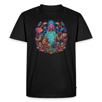 Fantasy Mushroom | Forest | Nature | Goa Festival - Men's Premium Organic T-Shirt - black - Front - Nico (187cm)