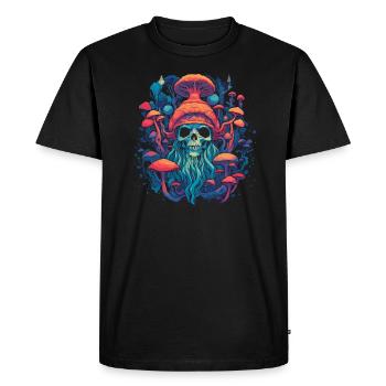 Fantasy Mushroom | Forest | Nature | Goa Festival - Men's Premium Organic T-Shirt - black - Front - Nico (187cm)
